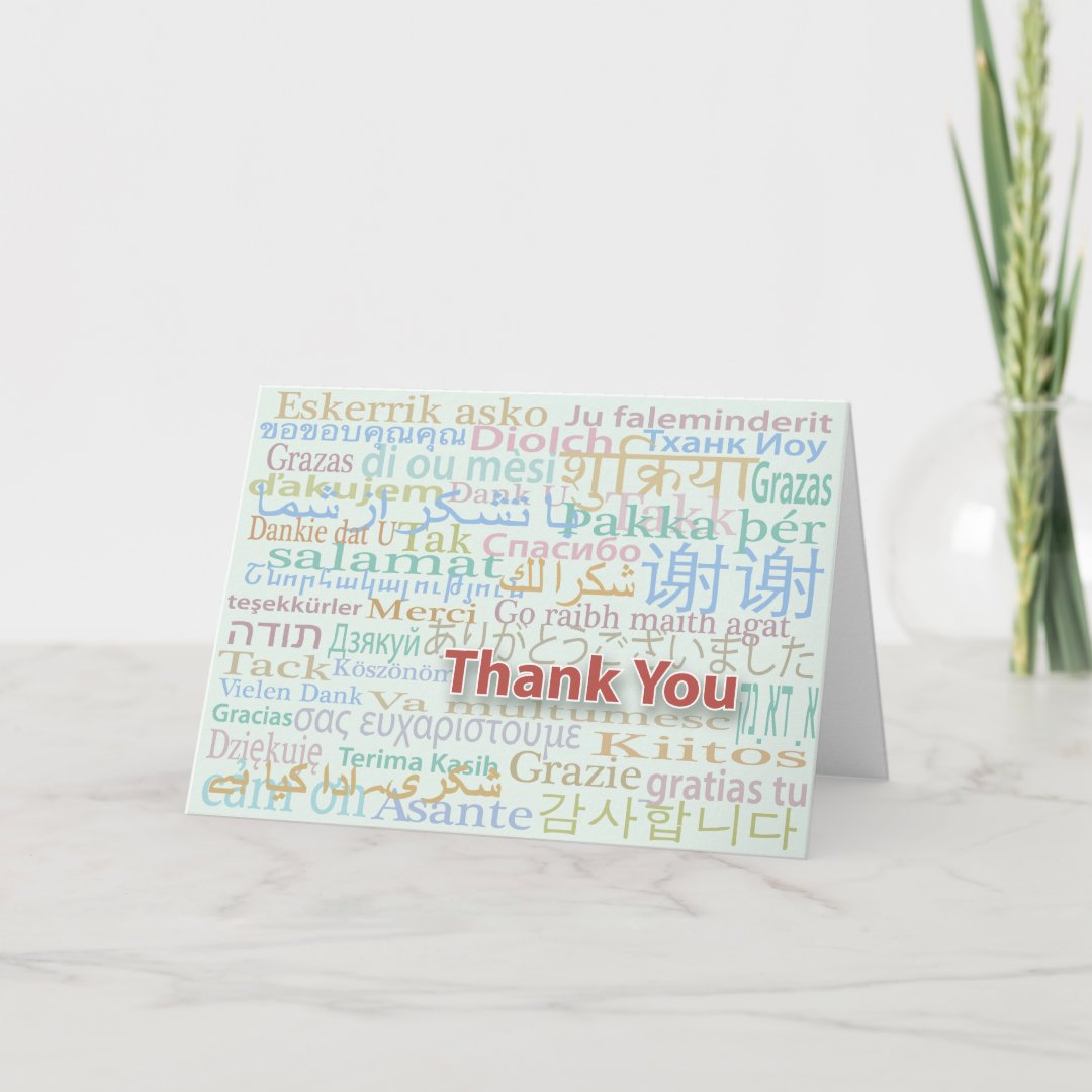 Multiple Language Thank You Card Zazzle