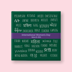 Multiple Languages - International Women's Day 2 Inch Square Button