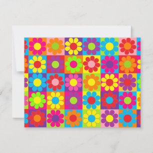 Multiple Multicolor Flower Power Invitation