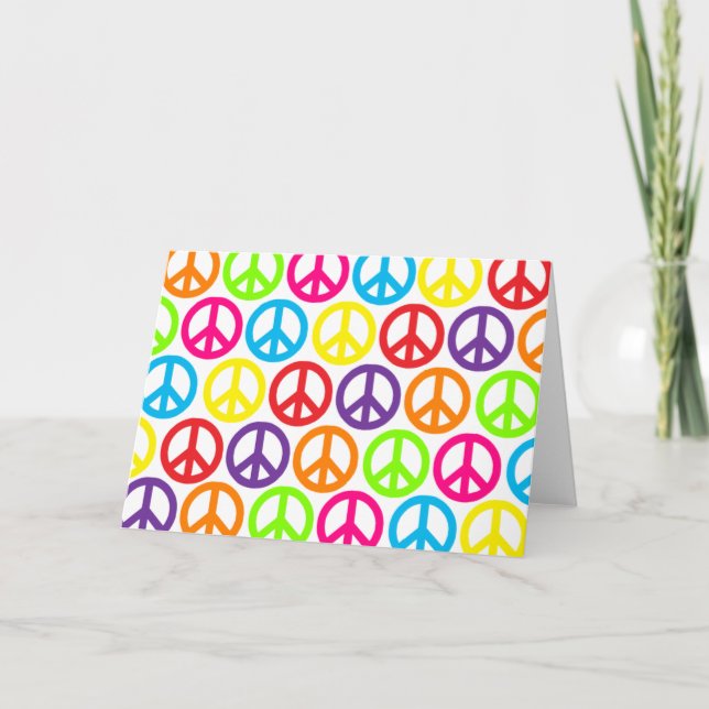 Multiple Multicolor Peace Signs Card (Front)
