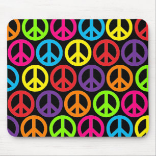 Multiple Multicolor Peace Signs Mouse Pad