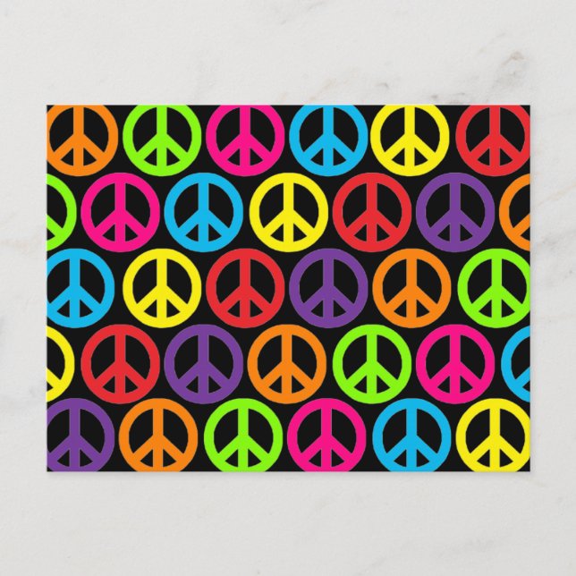Multiple Multicolor Peace Signs Postcard (Front)