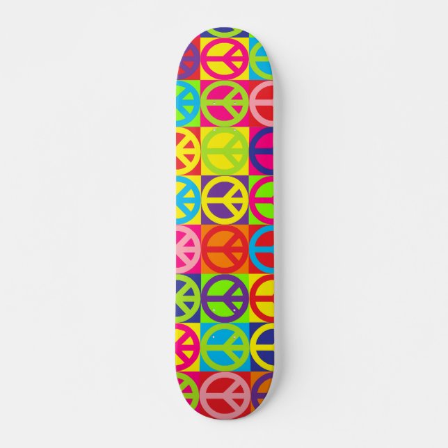 Multiple Multicolor Peace Skateboard (Front)