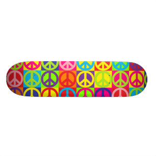 Multiple Multicolor Peace Skateboard