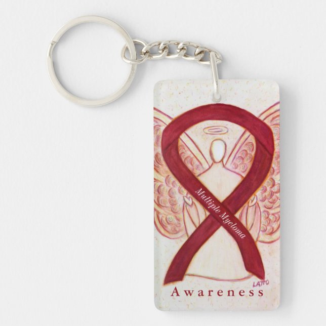 Multiple Myeloma Angel Awareness Ribbon Keychain (Front)