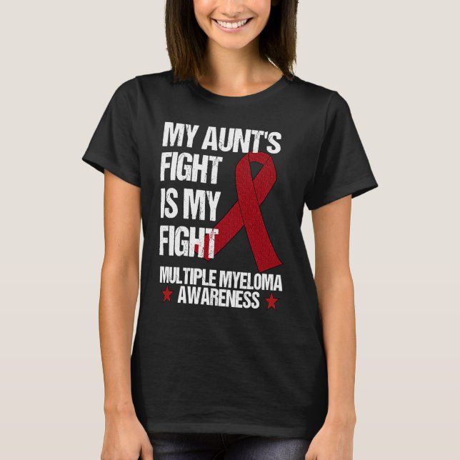 Multiple Myeloma Awareness Burgundy Ribbon Aunt's  T-Shirt (Front)