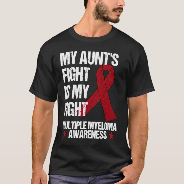 Multiple Myeloma Awareness Burgundy Ribbon Aunt's  T-Shirt (Front)