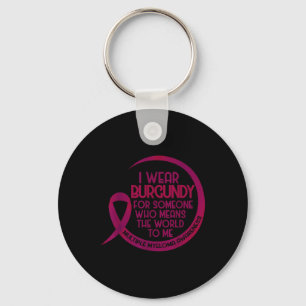 Multiple Myeloma Awareness Burgundy Ribbon I Wear Keychain
