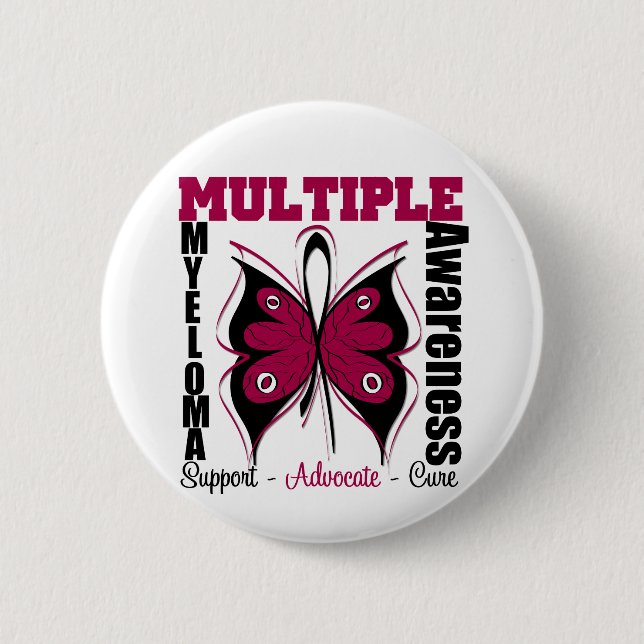Multiple Myeloma Awareness Butterfly 2 Inch Round Button (Front)