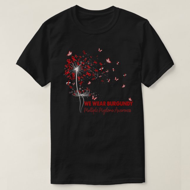 Multiple Myeloma Awareness Faith Hope Love Dandeli T-Shirt (Design Front)