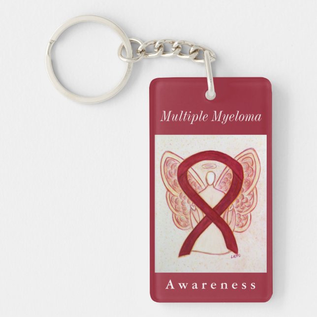 Multiple Myeloma Awareness Ribbon Angel Key Chain (Front)