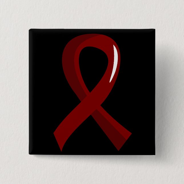 Multiple Myeloma Burgundy Ribbon 3 2 Inch Square Button (Front)