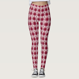 Multiple Myeloma Cancer Awareness Burgundy Plaid Leggings