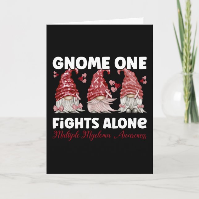 Multiple Myeloma Cancer Burgundy Ribbon Gnome Card (Front)