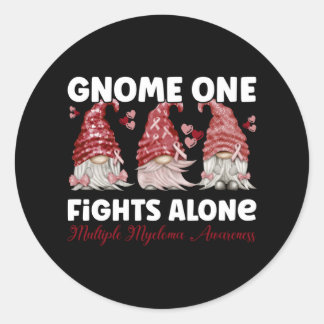Multiple Myeloma Cancer Burgundy Ribbon Gnome Classic Round Sticker