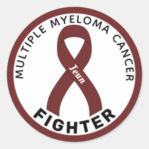 Multiple Myeloma Cancer Fighter Ribbon White Classic Round Sticker
