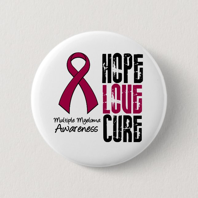 Multiple Myeloma Cancer Hope Love Cure Ribbon 2 Inch Round Button (Front)