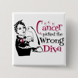Multiple Myeloma Cancer Picked The Wrong Diva 2 Inch Square Button
