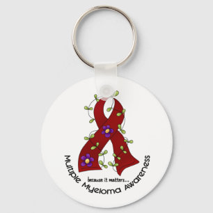 Multiple Myeloma FLOWER RIBBON 1 Keychain