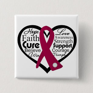 Multiple Myeloma Heart Ribbon Collage 2 Inch Square Button