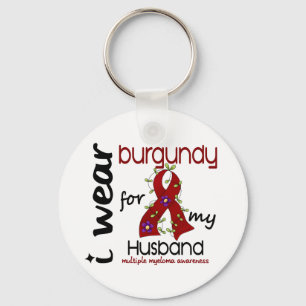 Multiple Myeloma I WEAR BURGUNDY FOR MY HUSBAND 43 Keychain