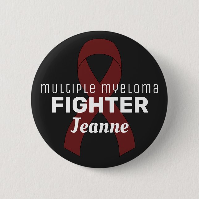 Multiple Myeloma Ribbon Black Button (Front)