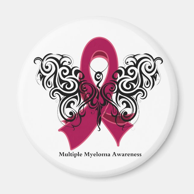 Multiple Myeloma Tribal Butterfly Ribbon Magnet (Front)