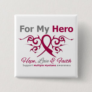 Multiple Myeloma Tribal Ribbon Hero 2 Inch Square Button