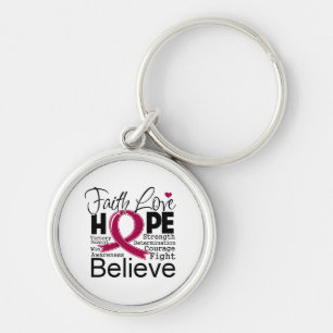 Multiple Myeloma Typographic Faith Love Hope Keychain