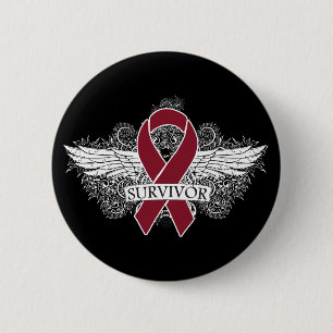 Multiple Myeloma Winged SURVIVOR Ribbon 2 Inch Round Button