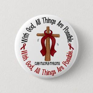 Multiple Myeloma WITH GOD CROSS 1 2 Inch Round Button