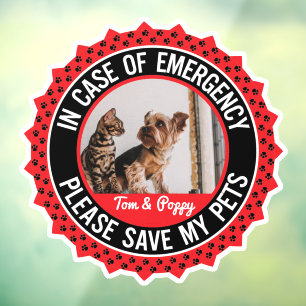 Multiple Pets Safety Alert Custom First Responder Window Cling