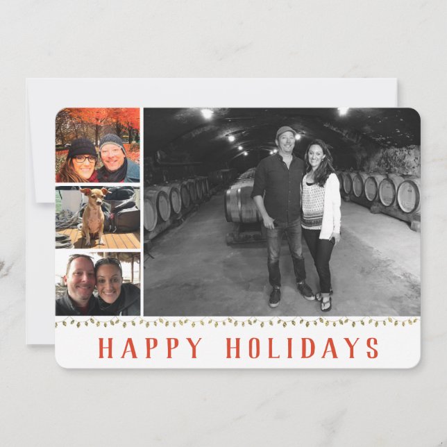 Multiple Photo | 4 Image | Happy Holidays Collage Holiday Card (Front)