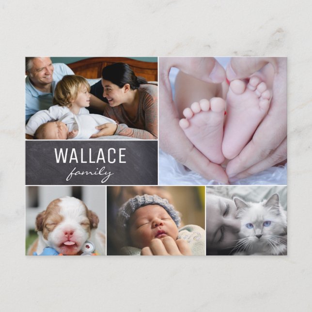 Multiple Photo Family Photo Collage Reunion Postcard (Front)