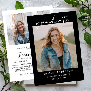  Multiple Photo Graduation Card, Minimalist Senior Invitation