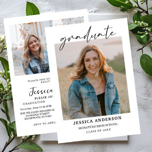  Multiple Photo Graduation Card, Minimalist Senior Invitation
