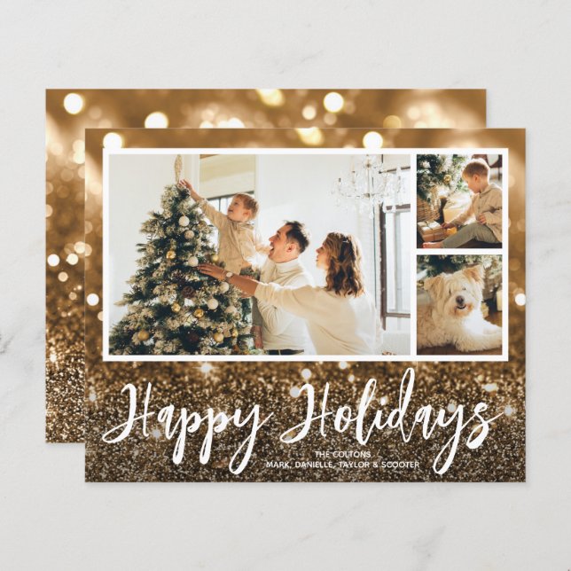 Multiple Photo Happy Holidays Budget Cards (Front/Back)