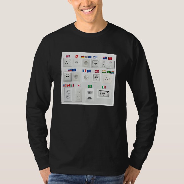 Multiple Power Outlet Plug World Countries Differe T-Shirt (Front)