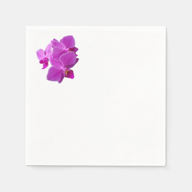 Multiple purple orchids on  napkin (Front)