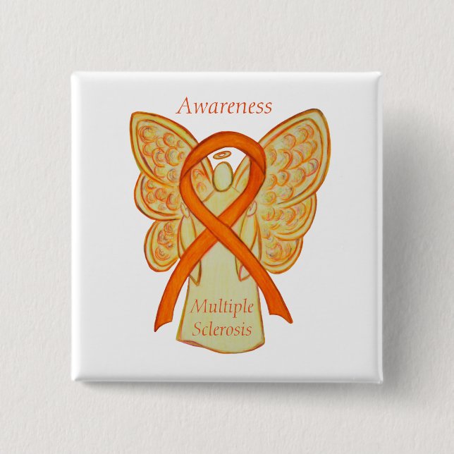 Multiple Sclerosis Angel Awareness Ribbon Pins (Front)