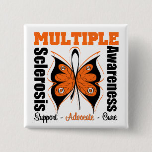 Multiple Sclerosis Awareness Butterfly 2 Inch Square Button