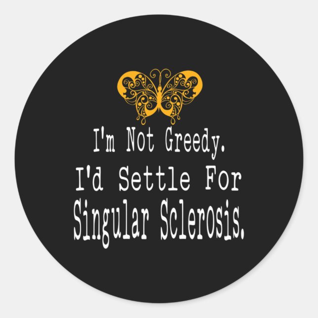 Multiple Sclerosis Awareness Butterfly Support Gif Classic Round Sticker (Front)