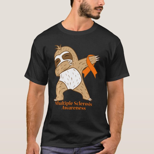 Multiple Sclerosis Awareness Dabbing Sloth Warrior T-Shirt (Front)