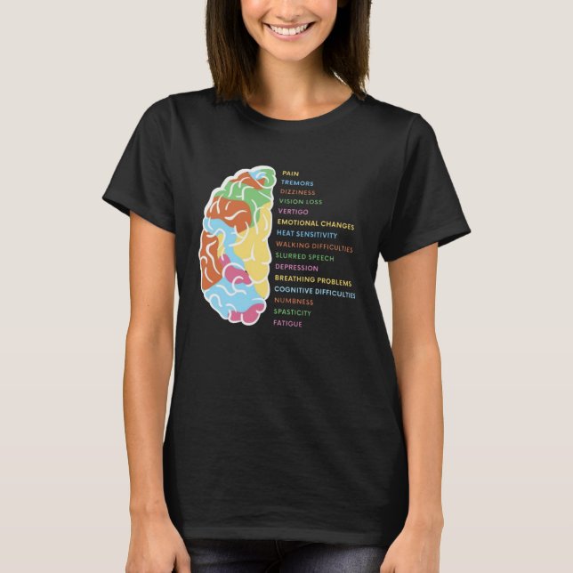 Multiple sclerosis awareness Funny Brain Support T-Shirt (Front)