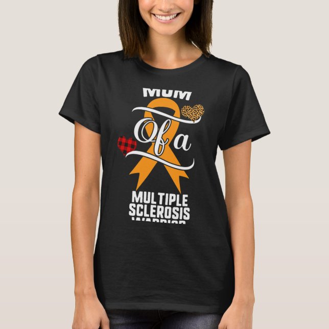 Multiple Sclerosis Awareness Leopard Buffalo Plaid T-Shirt (Front)