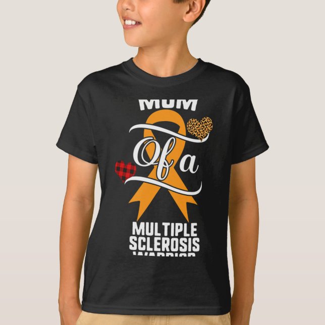 Multiple Sclerosis Awareness Leopard Buffalo Plaid T-Shirt (Front)