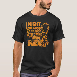 Multiple Sclerosis Awareness Month Orange Ribbon a T-Shirt
