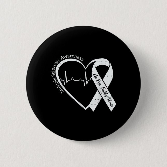 Multiple Sclerosis Awareness Ms Awareness Heart 2 Inch Round Button (Front)