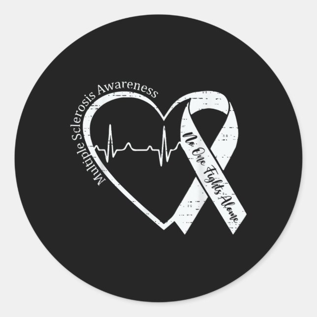 Multiple Sclerosis Awareness Ms Awareness Heart Classic Round Sticker (Front)