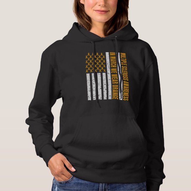 Multiple Sclerosis Awareness  Ms Orange Ribbon Us  Hoodie (Front)
